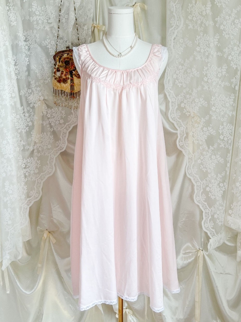 Vintage Union Made George Hatab Pink Nightgown Fairy Slip Dress